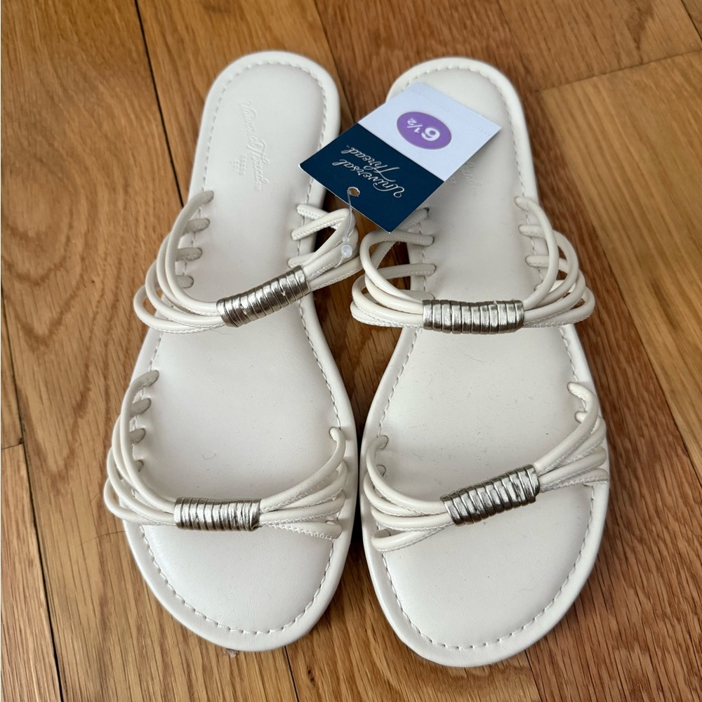 White Sandals with Silver Accents